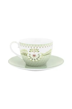 Pip Studio Cappuccino Tasse|Tasse & Untertasse|Tasse & Untertasse Lily&Lotus Fliesen Hell Grün