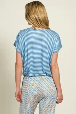 Pip Studio Tops|Shirts Mit Kurzen Ärmeln|Tatum Top Kurze Ärmeln Little Sumo Stripe Blau
