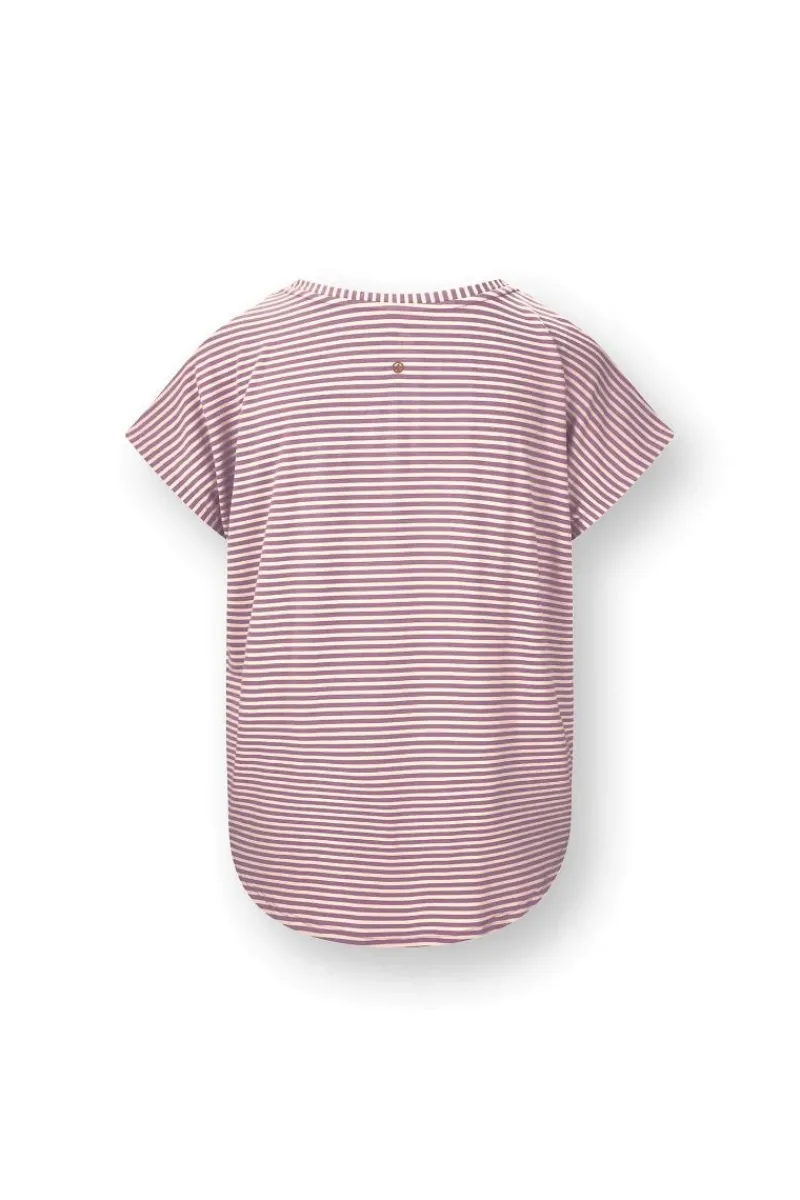 Pip Studio Tops|Shirts Mit Kurzen Ärmeln|Tatum Top Kurze Ärmeln Little Sumo Stripe Lila Violett