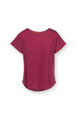 Pip Studio Tops|Tops Mit Langen Ärmeln|Tatum Top Kurze Ärmeln Little Sumo Stripe Rot Rosa