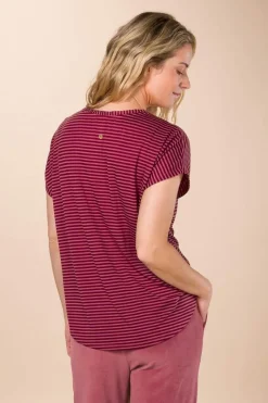 Pip Studio Tops|Tops Mit Langen Ärmeln|Tatum Top Kurze Ärmeln Little Sumo Stripe Rot Rosa