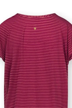 Pip Studio Tops|Tops Mit Langen Ärmeln|Tatum Top Kurze Ärmeln Little Sumo Stripe Rot Rosa