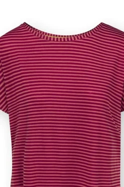 Pip Studio Tops|Tops Mit Langen Ärmeln|Tatum Top Kurze Ärmeln Little Sumo Stripe Rot Rosa
