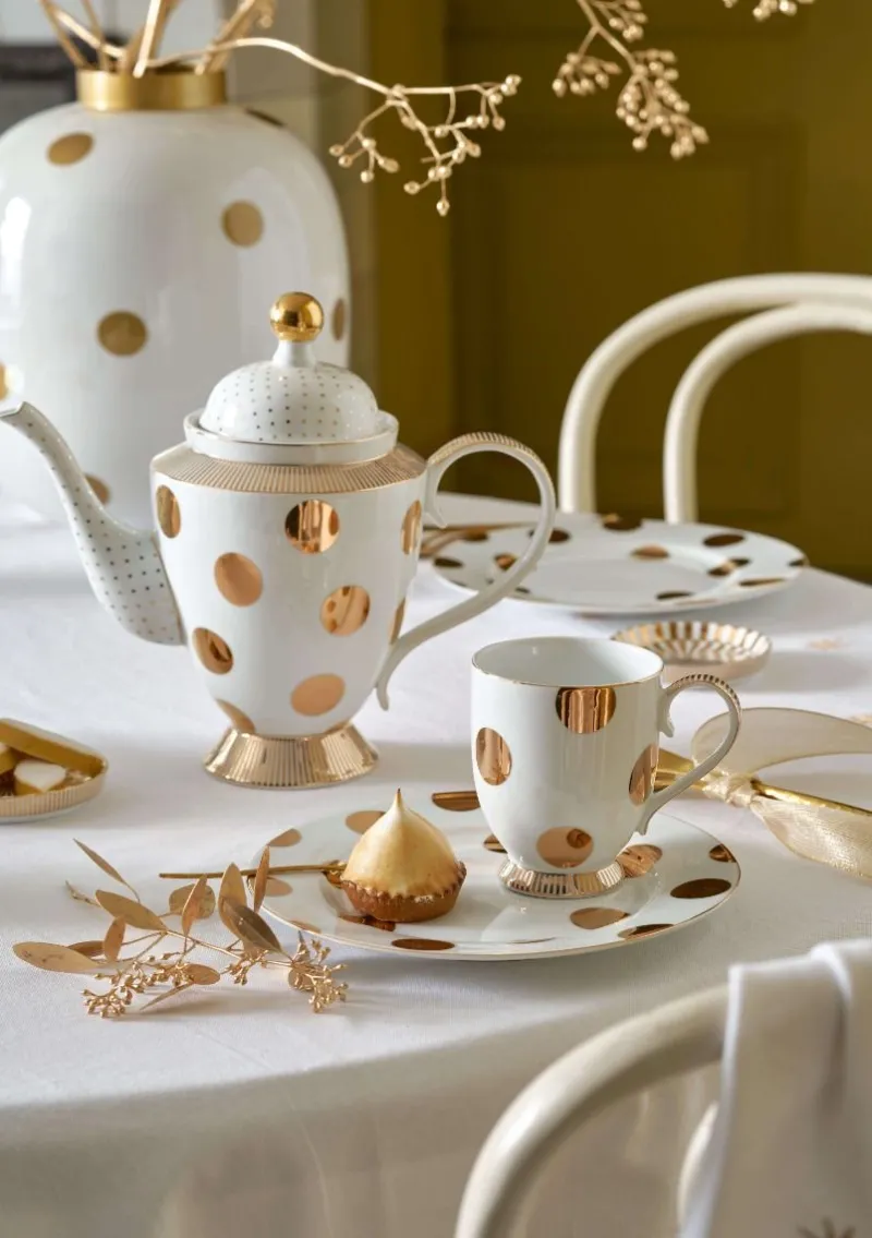 Pip Studio Weihnachten|Teekannen|Teekanne Dot Delight Weiss-Gold