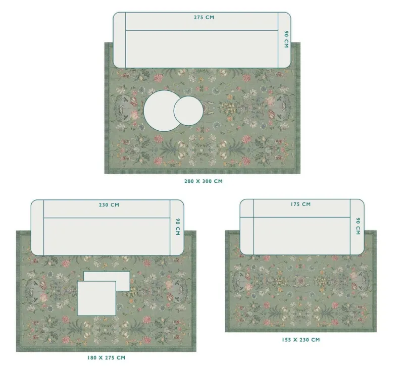 Pip Studio Rechteckige Teppiche|Teppich Festa di Lividonia by Pip Grün