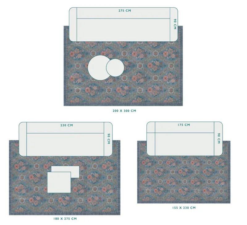 Pip Studio Rechteckige Teppiche|Teppich Ornamento by Pip Blau