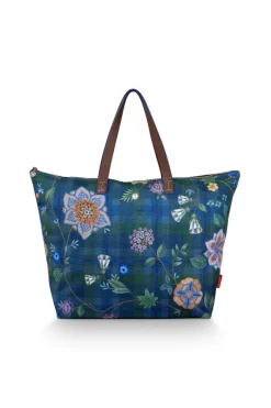 Pip Studio Taschen|Wochenendtaschen|Tilda Tragetasche Flores Felices Dunkel Blau