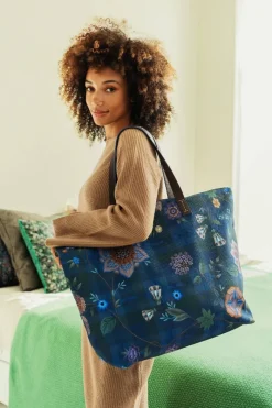 Pip Studio Taschen|Wochenendtaschen|Tilda Tragetasche Flores Felices Dunkel Blau