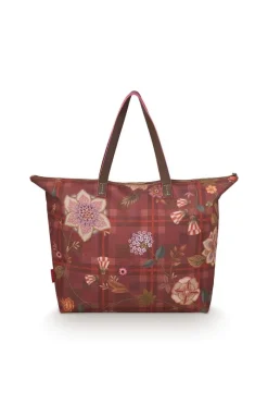 Pip Studio Taschen|Wochenendtaschen|Tilda Tragetasche Flores Felices Rot