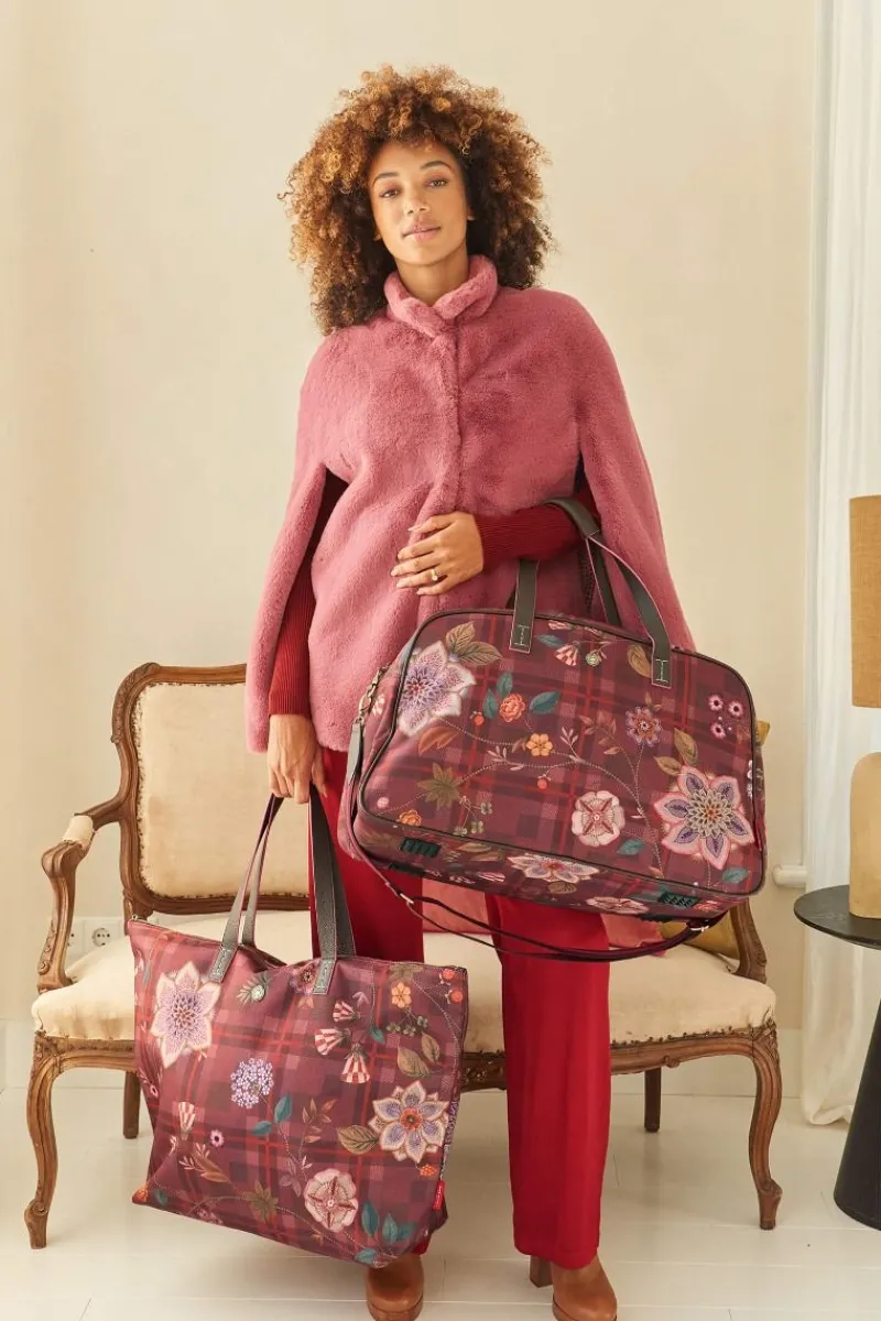 Pip Studio Taschen|Wochenendtaschen|Tilda Tragetasche Flores Felices Rot