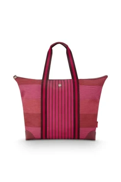 Pip Studio Taschen|Shoppers|Tilda Tragetasche Gross Streifen Rosa