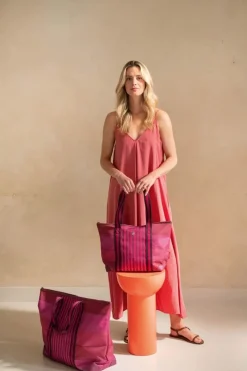 Pip Studio Taschen|Shoppers|Tilda Tragetasche Gross Streifen Rosa