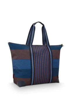 Pip Studio Taschen|Wochenendtaschen|Tilda Tragetasche Gross Streifen Blau