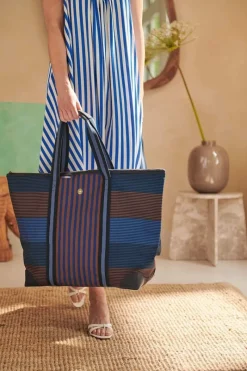 Pip Studio Taschen|Wochenendtaschen|Tilda Tragetasche Gross Streifen Blau