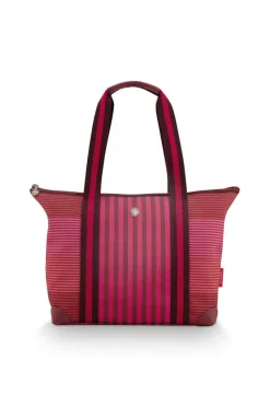 Pip Studio Taschen|Shoppers|Tilda Tragetasche Mittel Streifen Rosa