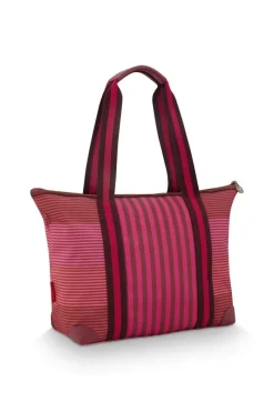 Pip Studio Taschen|Shoppers|Tilda Tragetasche Mittel Streifen Rosa