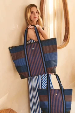 Pip Studio Taschen|Shoppers|Tilda Tragetasche Mittel Streifen Blau