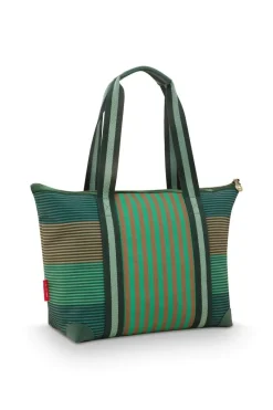 Pip Studio Taschen|Shoppers|Tilda Tragetasche Mittel Streifen Grün