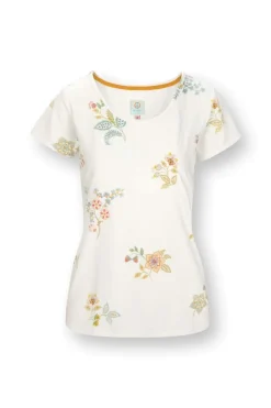Pip Studio Tops|Shirts Mit Kurzen Ärmeln|Tilly Top Kurze Ärmeln Blossom Chique Weiss