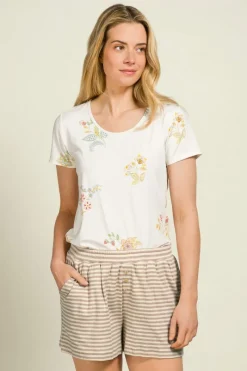 Pip Studio Tops|Shirts Mit Kurzen Ärmeln|Tilly Top Kurze Ärmeln Blossom Chique Weiss