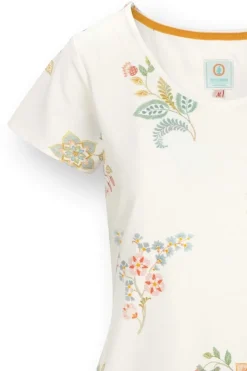 Pip Studio Tops|Shirts Mit Kurzen Ärmeln|Tilly Top Kurze Ärmeln Blossom Chique Weiss