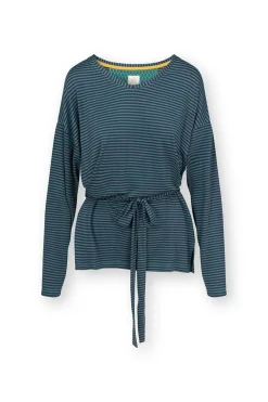 Pip Studio Tops|Tops Mit Langen Ärmeln|Timberly Top Lange Ärmeln Little Sumo Stripe Blau Grün