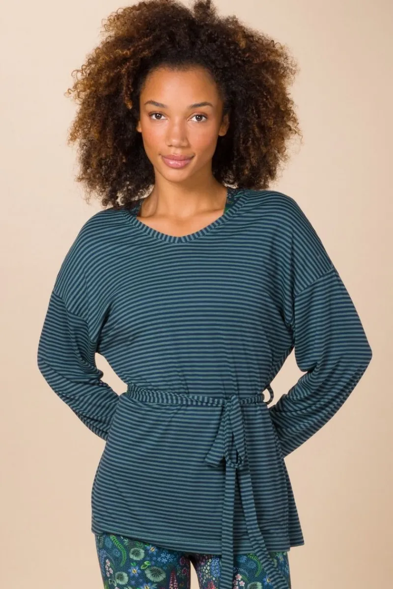 Pip Studio Tops|Tops Mit Langen Ärmeln|Timberly Top Lange Ärmeln Little Sumo Stripe Blau Grün