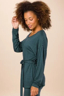 Pip Studio Tops|Tops Mit Langen Ärmeln|Timberly Top Lange Ärmeln Little Sumo Stripe Blau Grün