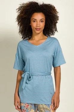 Pip Studio Tops|Shirts Mit Kurzen Ärmeln|Tonya Top Kurze Ärmeln Little Sumo Stripe Blau