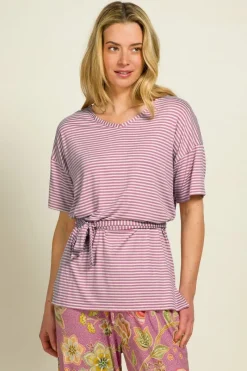 Pip Studio Tops|Shirts Mit Kurzen Ärmeln|Tonya Top Kurze Ärmeln Little Sumo Stripe Lila Violett