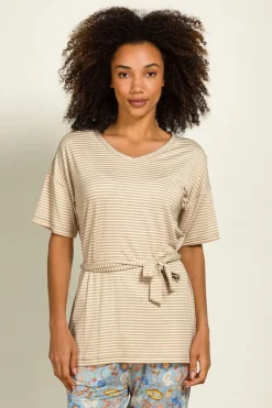 Pip Studio Tops|Shirts Mit Kurzen Ärmeln|Tonya Top Kurze Ärmeln Little Sumo Stripe Sand