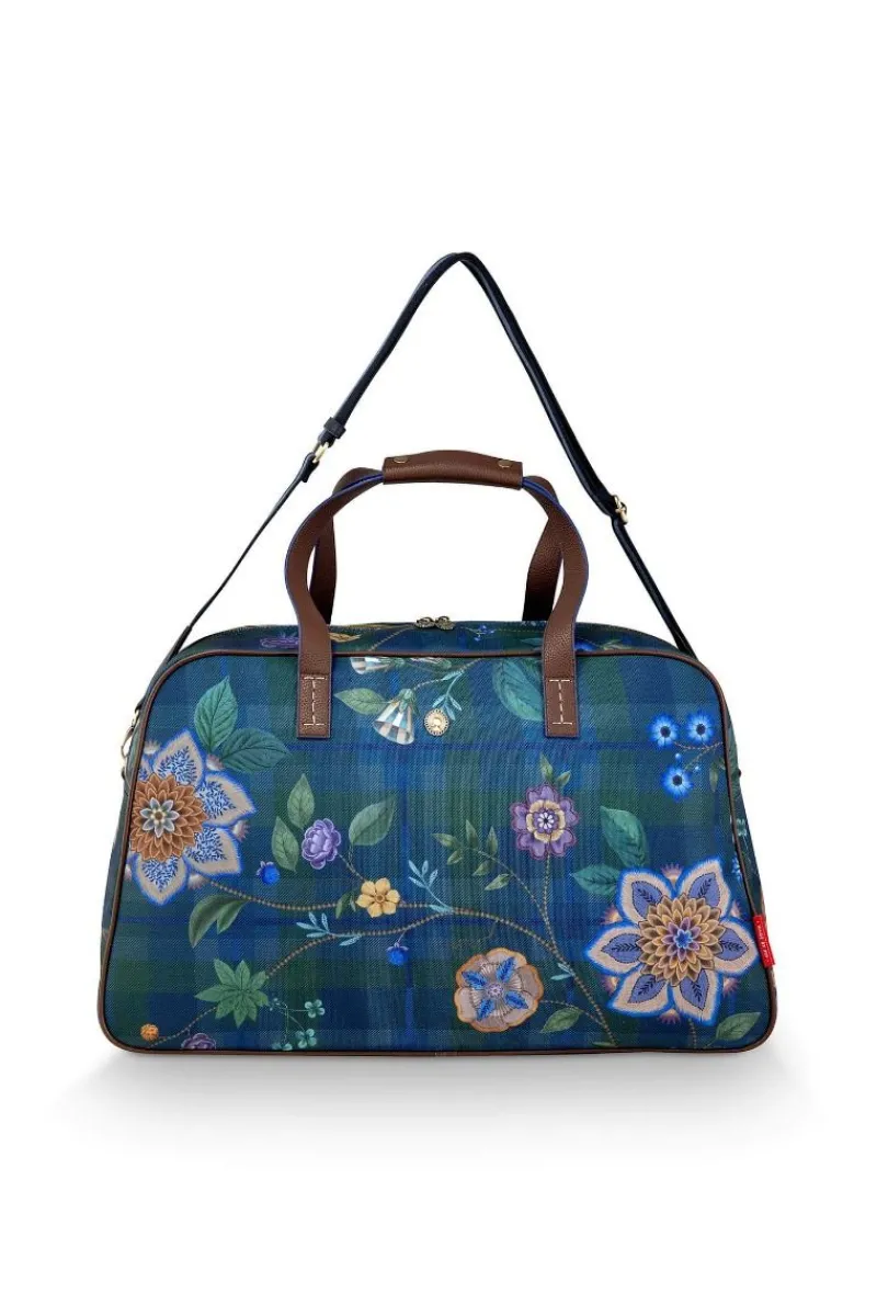 Pip Studio Taschen|Wochenendtaschen|Tovy Reisetaschen Mittelgross Flores Felices Dunkel Blau