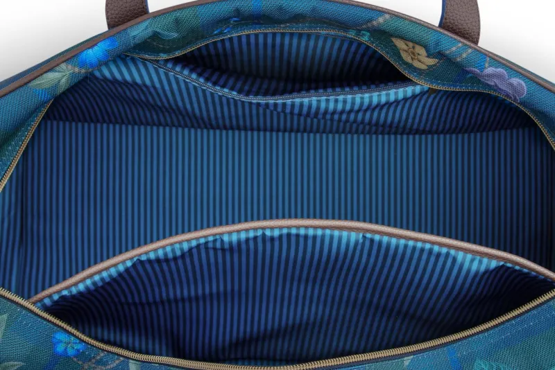 Pip Studio Taschen|Wochenendtaschen|Tovy Reisetaschen Mittelgross Flores Felices Dunkel Blau