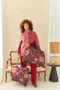 Pip Studio Taschen|Wochenendtaschen|Tovy Reisetaschen Mittelgross Flores Felices Rot