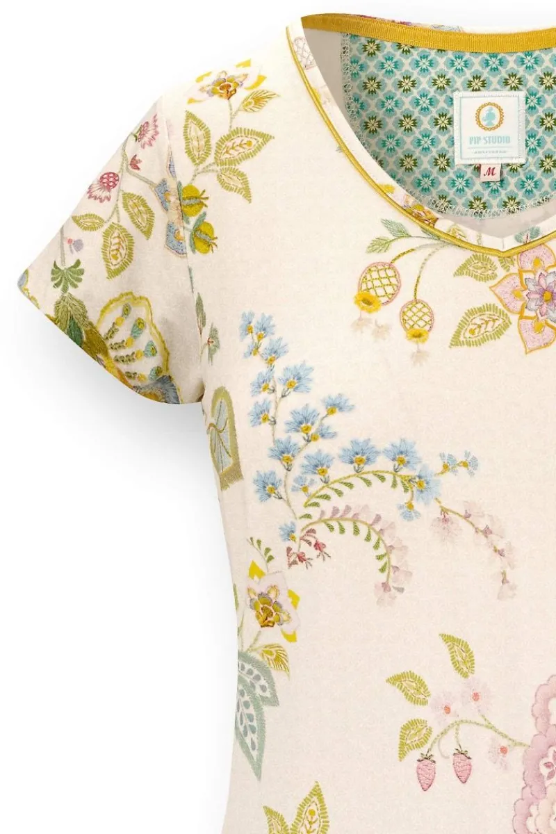 Pip Studio Strandmode|Tops|Toy Top Kurze Ärmeln Buenas Noches Weiss