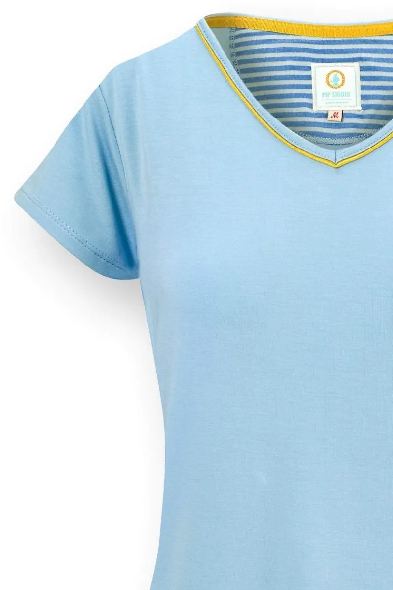 Pip Studio Strandmode|Tops|Toy Top Kurze Ärmeln Solid Blau