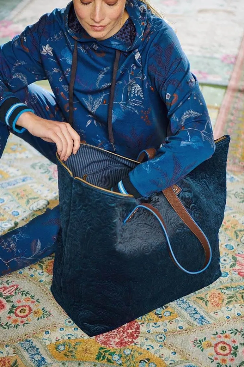 Pip Studio Taschen|Wochenendtaschen|Tragetasche Samt Quiltey Days Blau