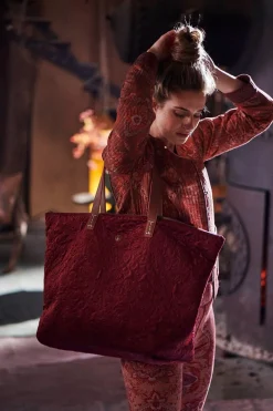 Pip Studio Taschen|Wochenendtaschen|Tragetasche Samt Quiltey Days Rot