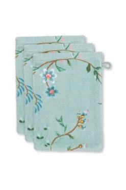 Pip Studio Waschlappen|Waschlappen Set/3 Les Fleurs 16x22 cm Blau