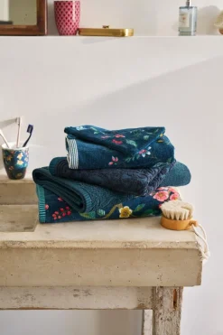 Pip Studio Waschlappen|Waschlappen Set/3 Les Fleurs Dunkel 16x22 cm Blau