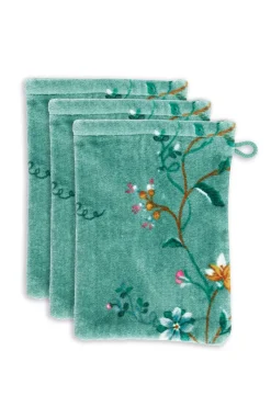 Pip Studio Waschlappen|Waschlappen Set/3 Les Fleurs 16x22 cm Grün