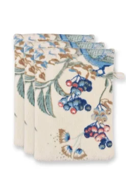 Pip Studio Waschlappen|Waschlappen Set/3 Secret Garden Weiß/ 16x22cm Blau