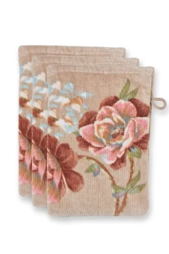 Pip Studio Waschlappen|Waschlappen Set/3 Secret Garden 16x22cm Khaki