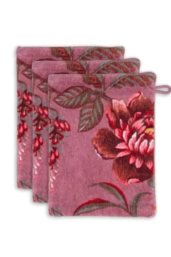Pip Studio Waschlappen|Waschlappen Set/3 Secret Garden Mauve 16x22cm Violett