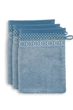 Pip Studio Waschlappen|Waschlappen Set/3 Soft Zellige /Grau 16X22cm Blau