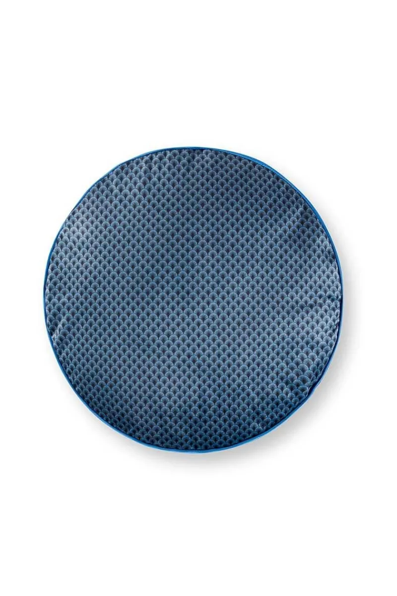 Pip Studio Zierkissen|Bettkissen|Zierkissen Rund Quiltey Days Dunkel Blau