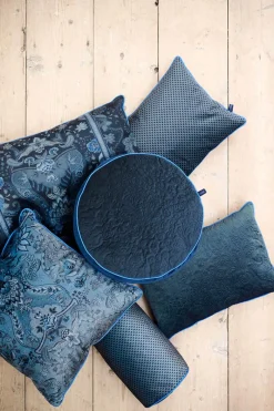 Pip Studio Zierkissen|Bettkissen|Zierkissen Rund Quiltey Days Dunkel Blau