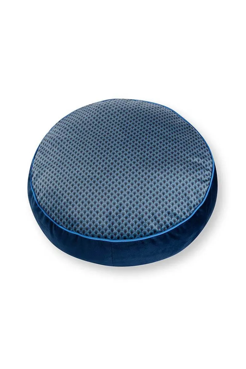 Pip Studio Zierkissen|Bettkissen|Zierkissen Rund Quiltey Days Dunkel Blau
