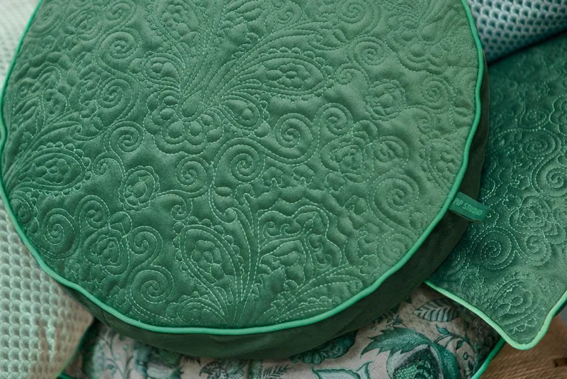 Pip Studio Zierkissen|Bettkissen|Zierkissen Rund Quiltey Days Grün