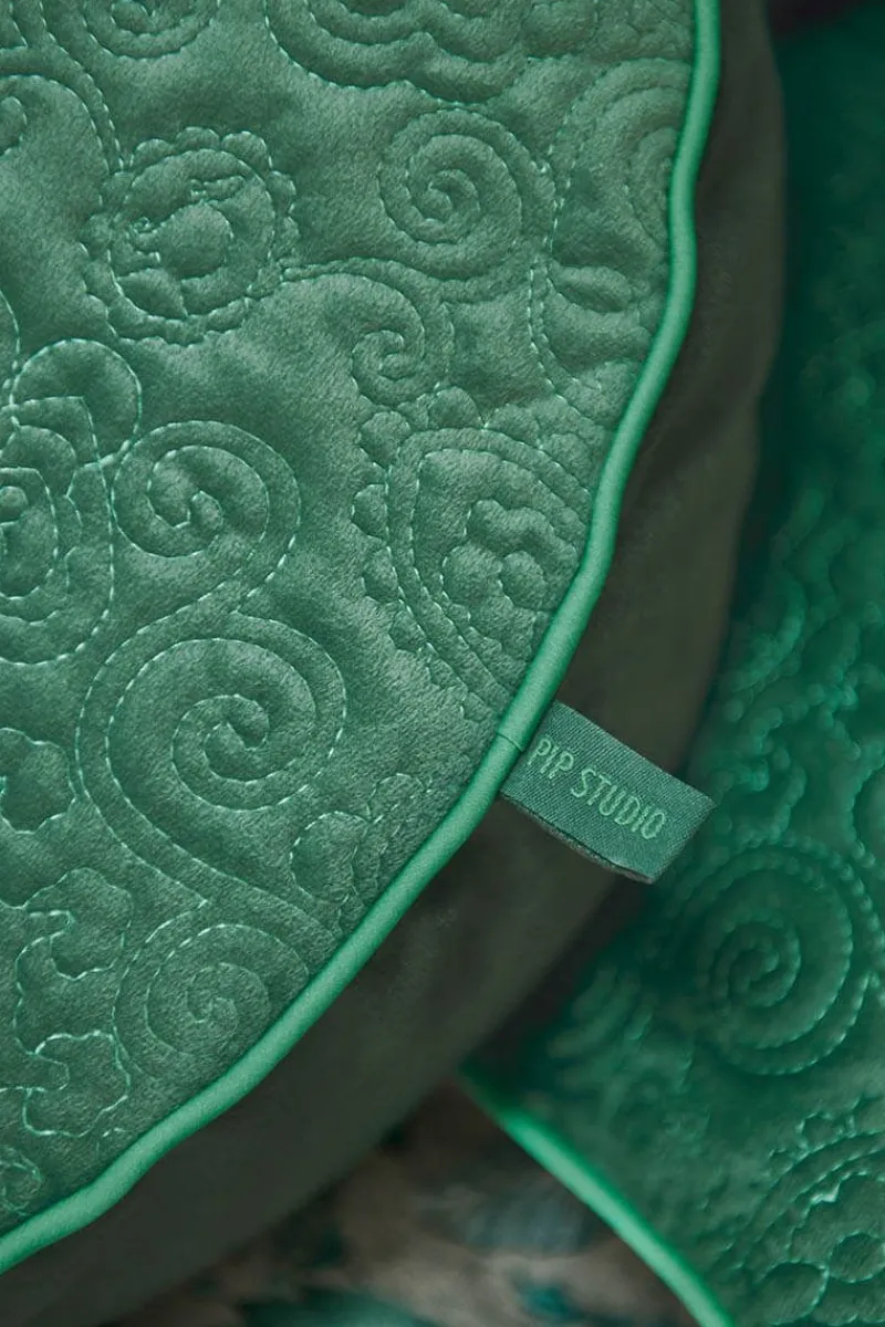 Pip Studio Zierkissen|Bettkissen|Zierkissen Rund Quiltey Days Grün